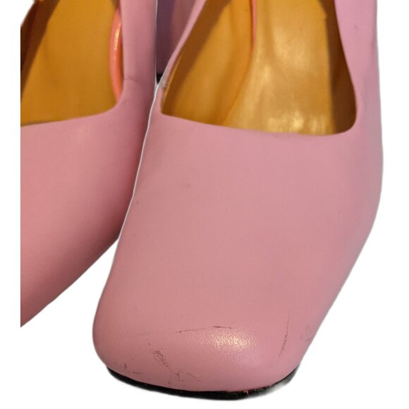 Vintage Y2K BCBG Pink Slingback Heels Square Toe Barbiecore Shoes Chunky Heel 8 - Picture 5 of 16